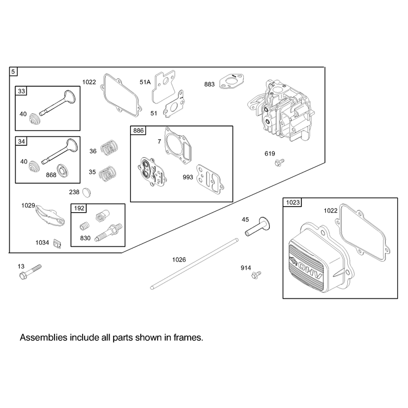 Cylinder Head Assembly Briggs and Stratton Model 122602-0120-E1