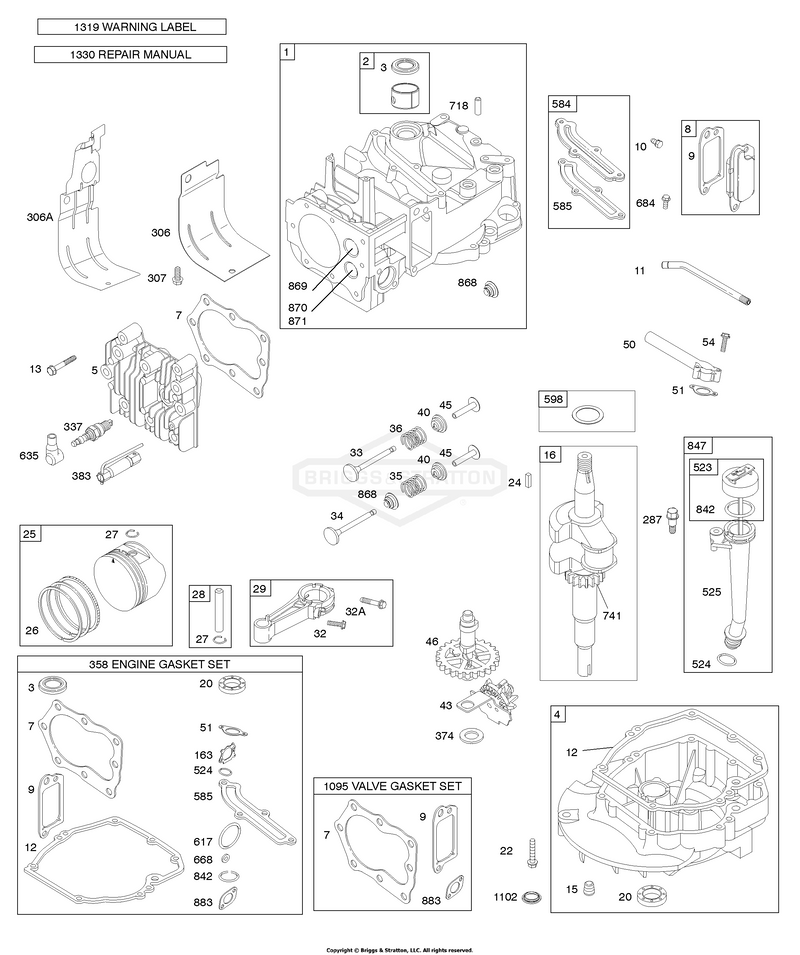 Camshaft, Crankshaft, Cylinder, Engine Sump, Lubrication, Piston Group, Valves
