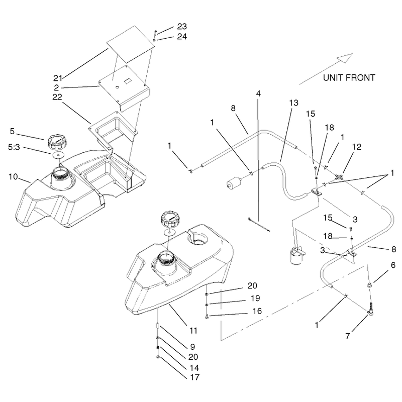 Tank and Fuel Line Assembly