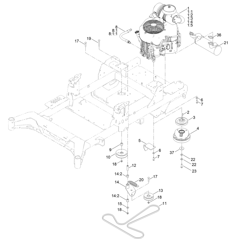 Engine, Clutch and Muffler Assembly