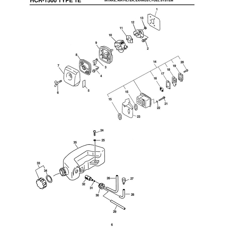 INTAKE, AIR FILTER, EXHAUST, FUEL SYSTEM