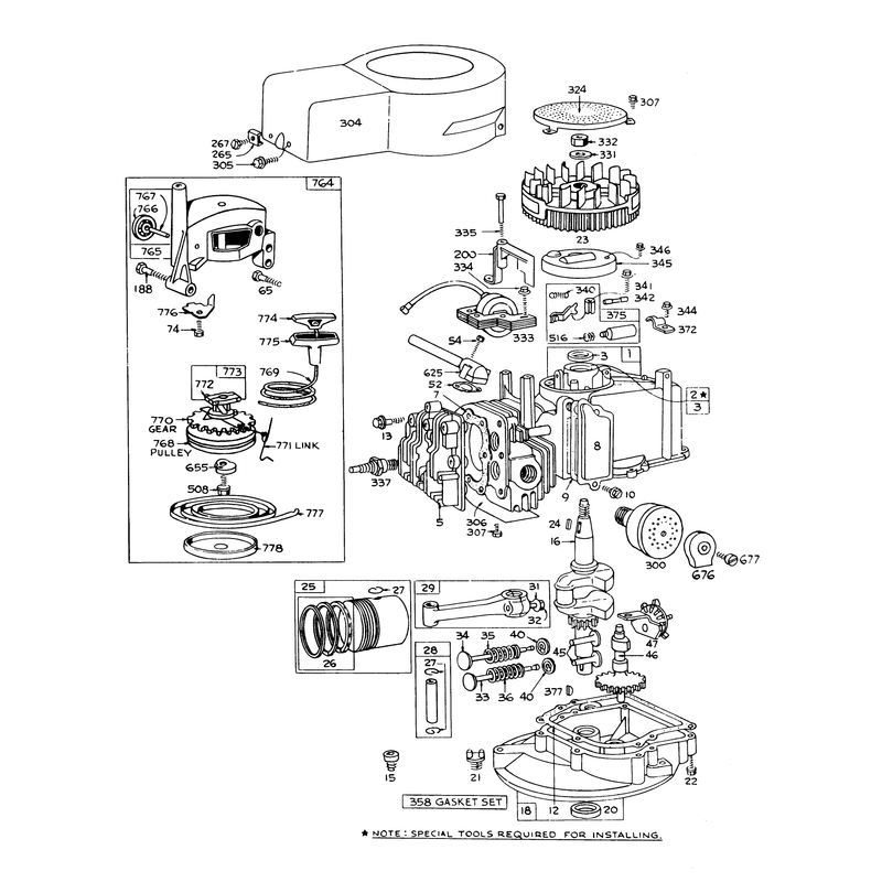 Engine Briggs and Stratton Model 92508-0954-01 for 19in Hand Propeled Model 16009