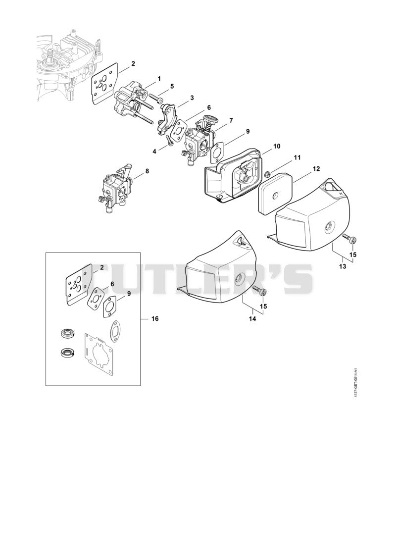 Spacer flange, Air filter