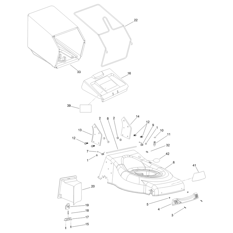 Deck and Grass Bag Assembly