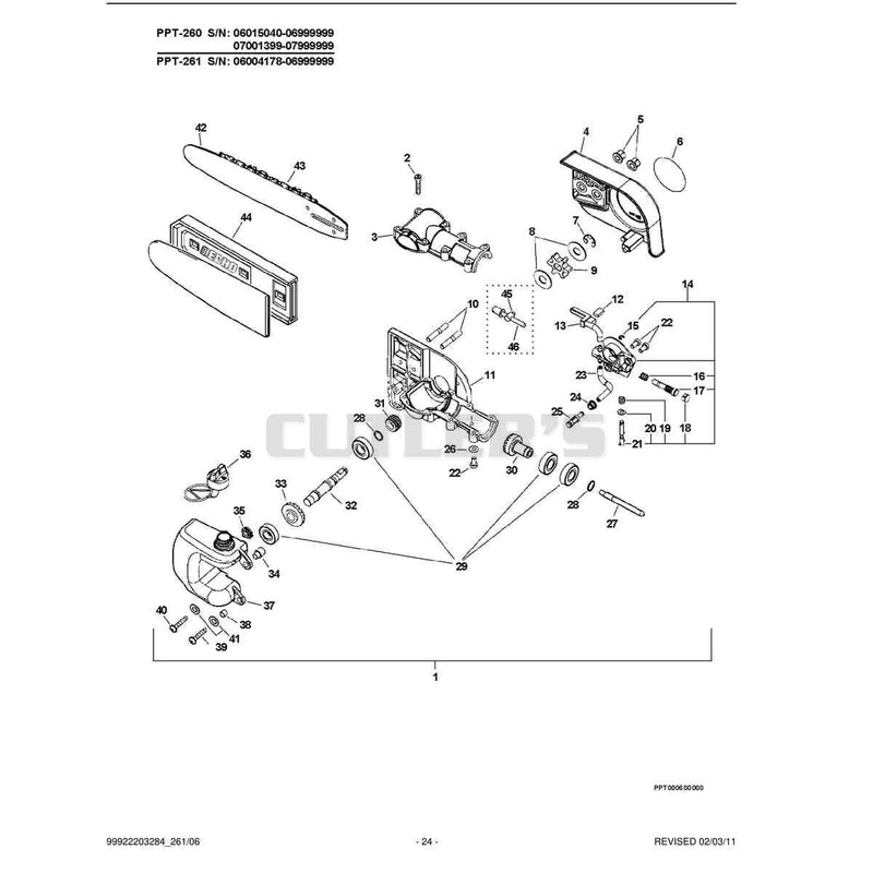 Gear Case, Auto-Oiler, Guide Bar, Chain S/N: 06004178 - 06999999