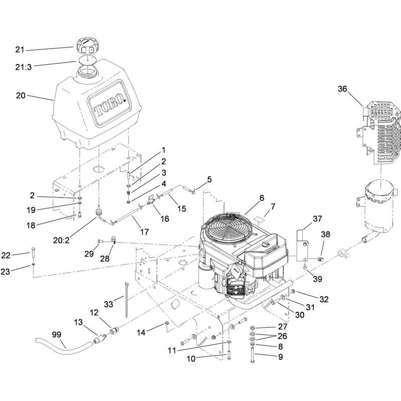 Engine and Fuel Tank Assembly