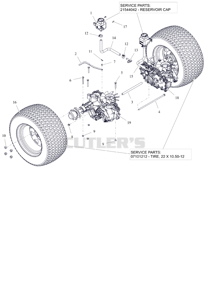 Rear Tires and Transaxles - 48"