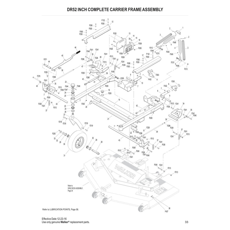DR52 INCH COMPLETE CARRIER FRAME ASSEMBLY