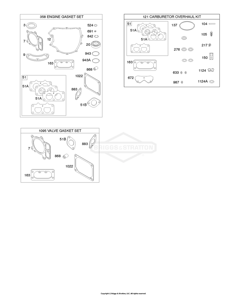 Engine/Valve Gasket Set, Carburetor Overhaul Kit