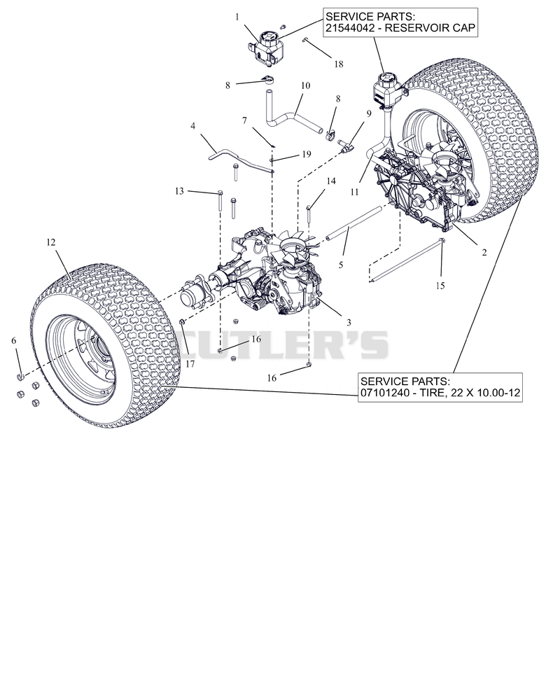 Rear Tires and Transaxles - 48"