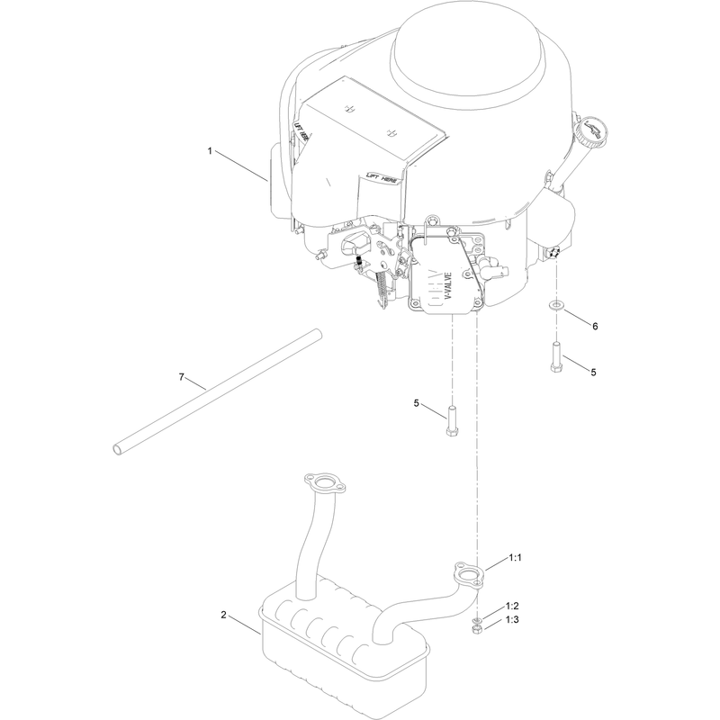 Engine and Muffler Assembly
