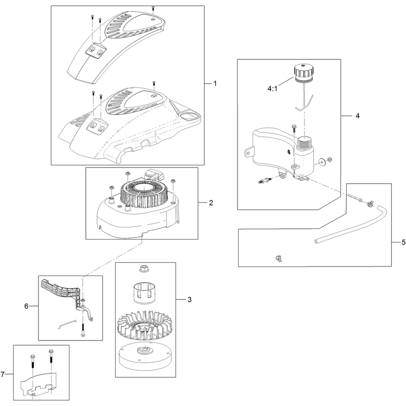 Shroud Flywheel and Fuel Tank Assembly