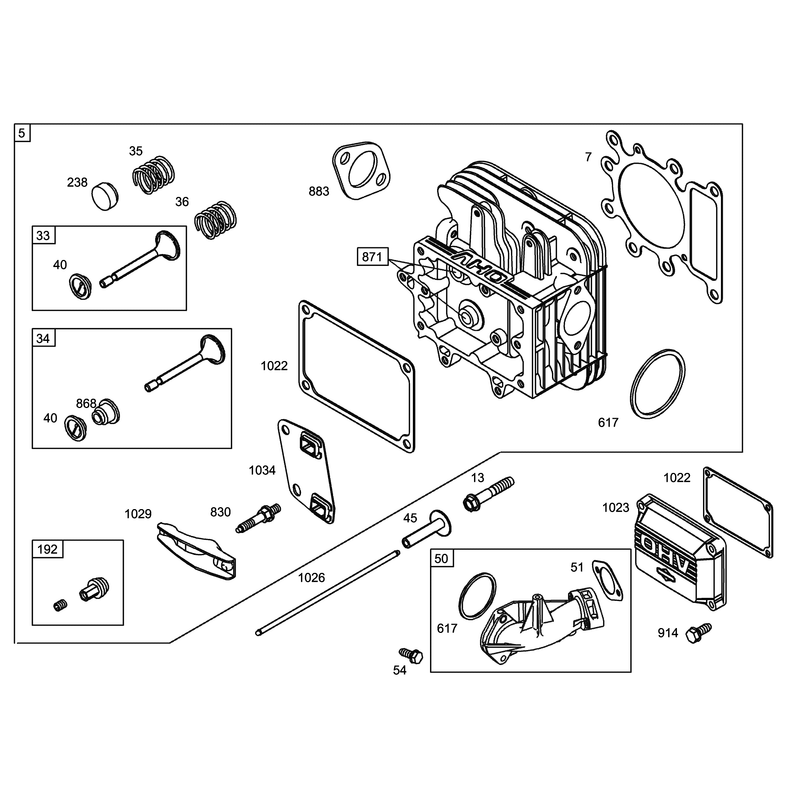 Cylinder Head Assembly Engine Briggs and Stratton Model 31F777-0123-E1