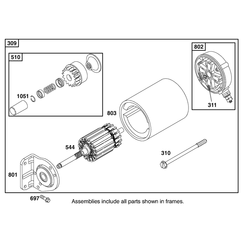 Starter Motor Assembly Briggs and Stratton 303447-1314-E1