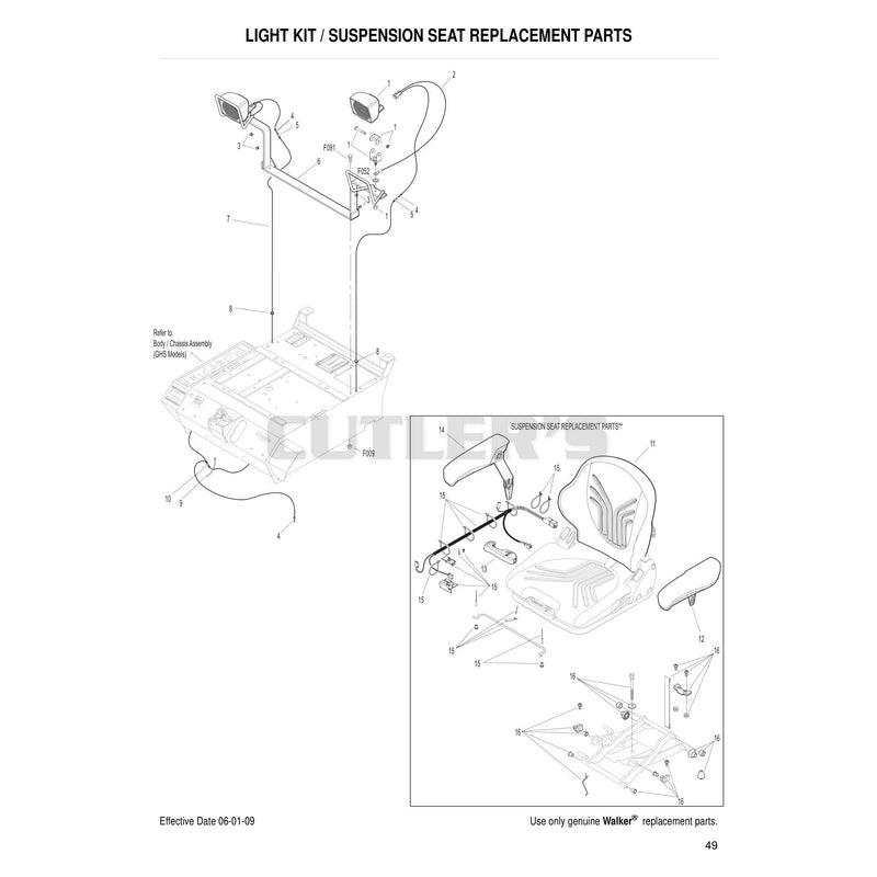 Light Kit Suspension Seat Replacement Parts