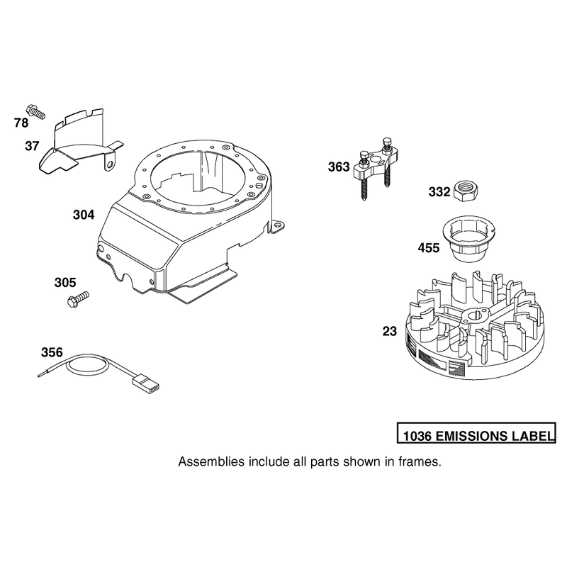 Flywheel and Blower Housing Assembly Briggs and Stratton Model 12F802-1770-B1