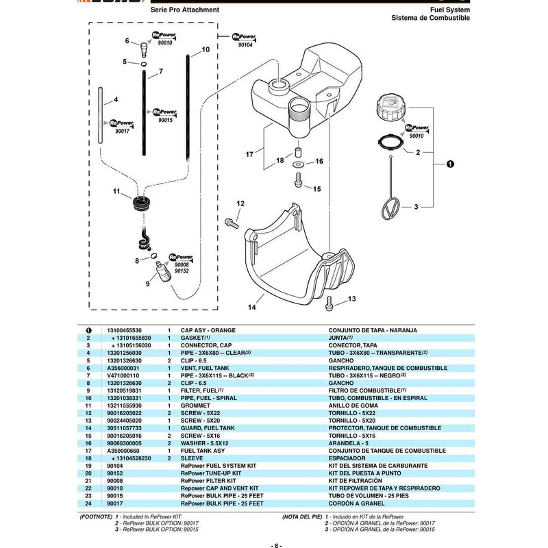 Carcasa del Ventilador, Embrague -- MODELOS ANARANJADOS