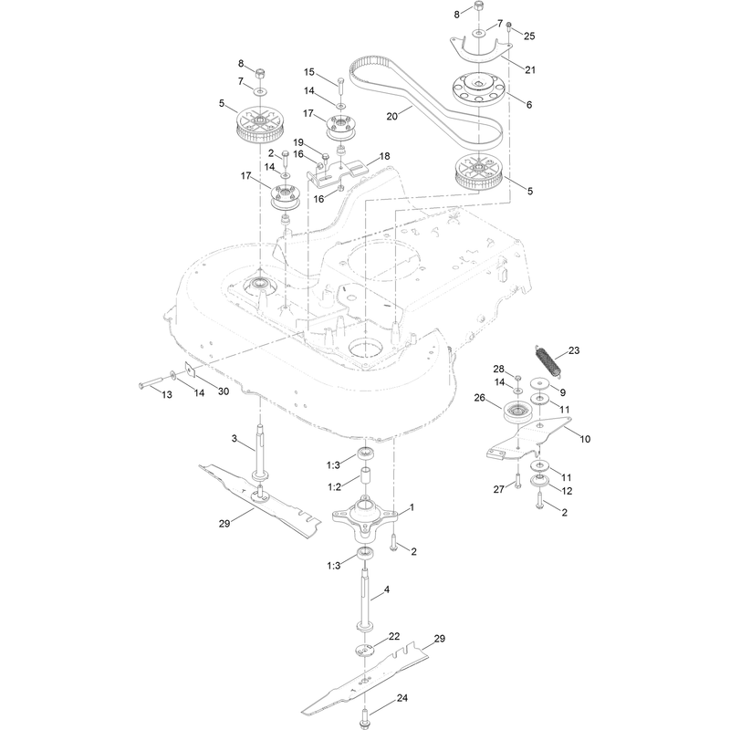 Belt Spindle and Blade Assembly