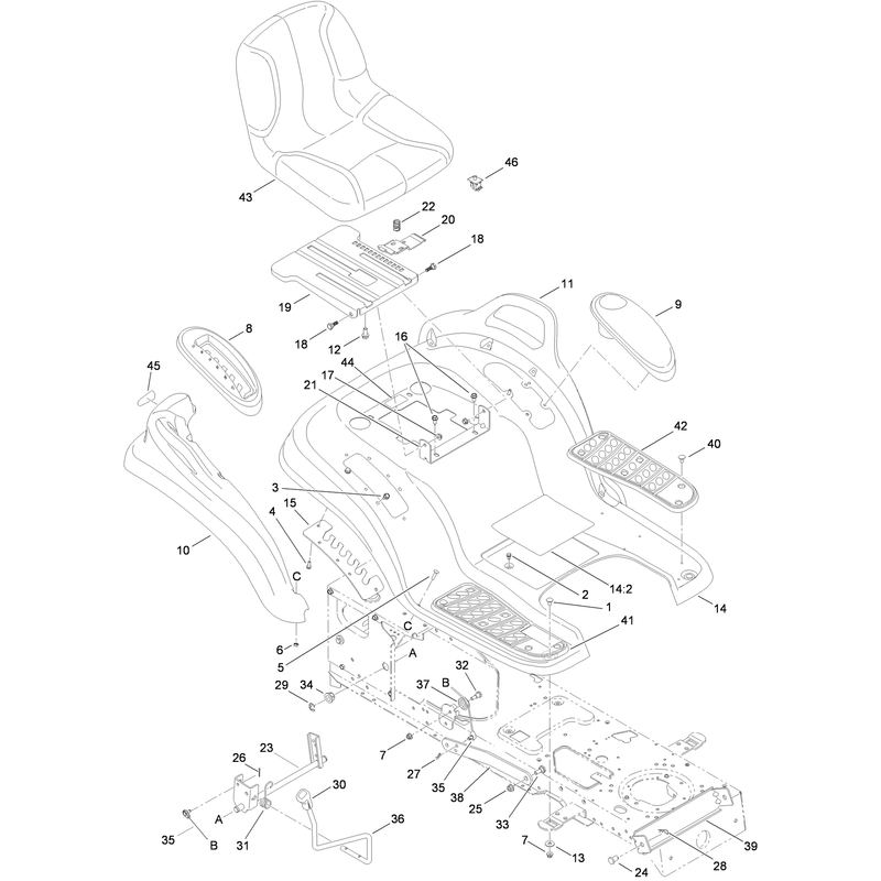 Seat, Fender and Deck Lift Assembly
