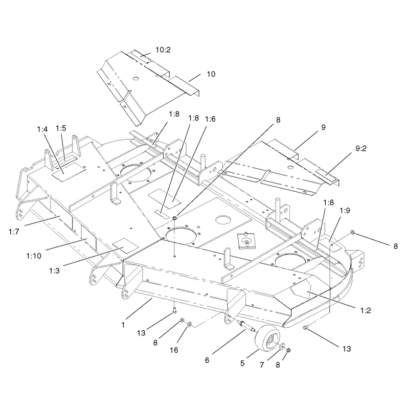 Deck Deflector and Roller Assembly