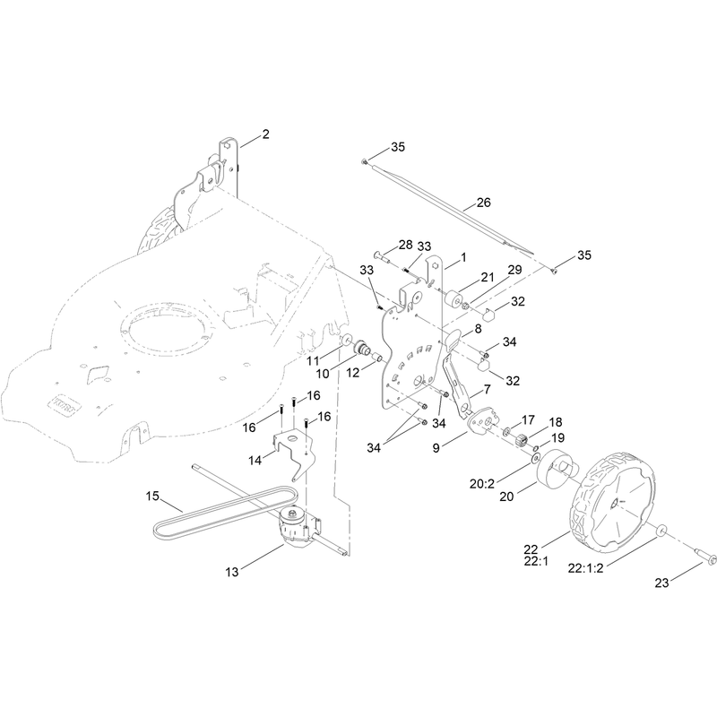 Rear Wheel and Height of Cut Assembly