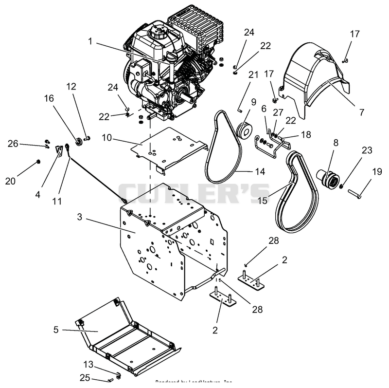 Engine, Frame And Belt Drive