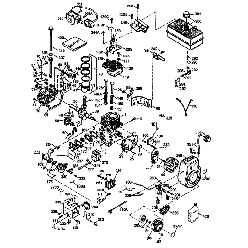 Engine Assembly  Tecumseh Model No. Hmsk100-159495y