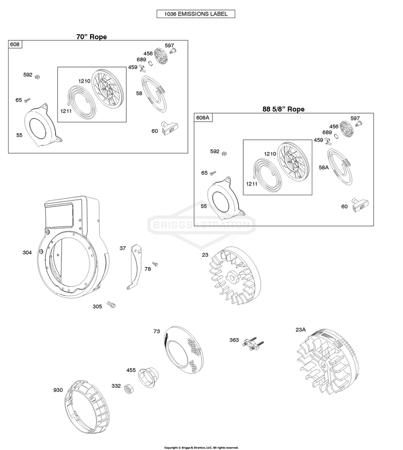 Blower Housing/Shrouds, Flywheel, Rewind Starter