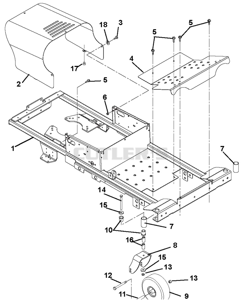 Frame, Hood, Footrest, Casters And Tires