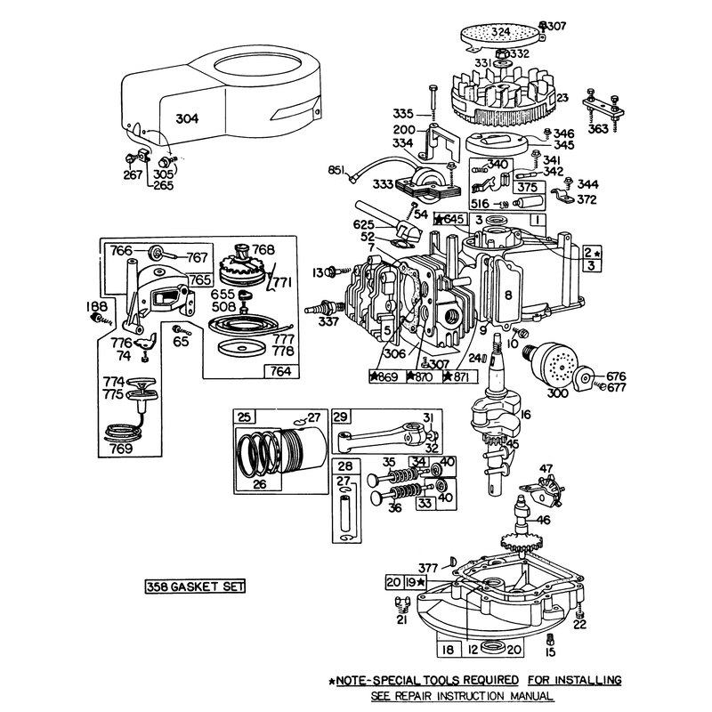 Briggs and Stratton Engine Model No 92908-2054-01 Briggs and Stratton Engine Model No 93508-0196-01