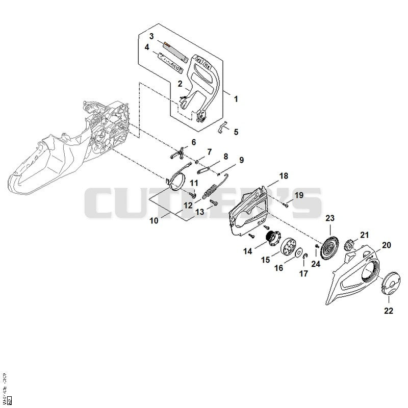 Hand guard, Chain brake, Chain tensioner