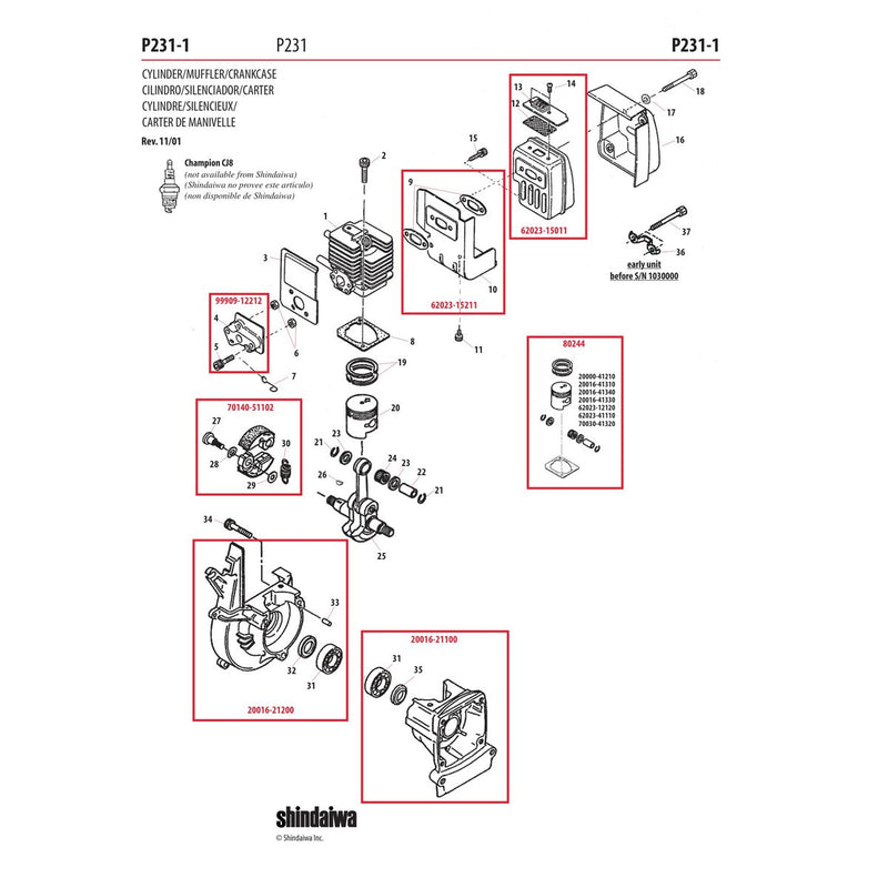 CYLINDER/MUFFLER/CRANKCASE