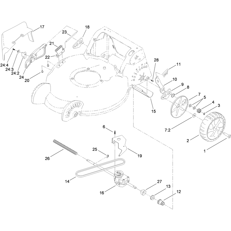 Side Discharge Transmission and Rear Wheel Assembly