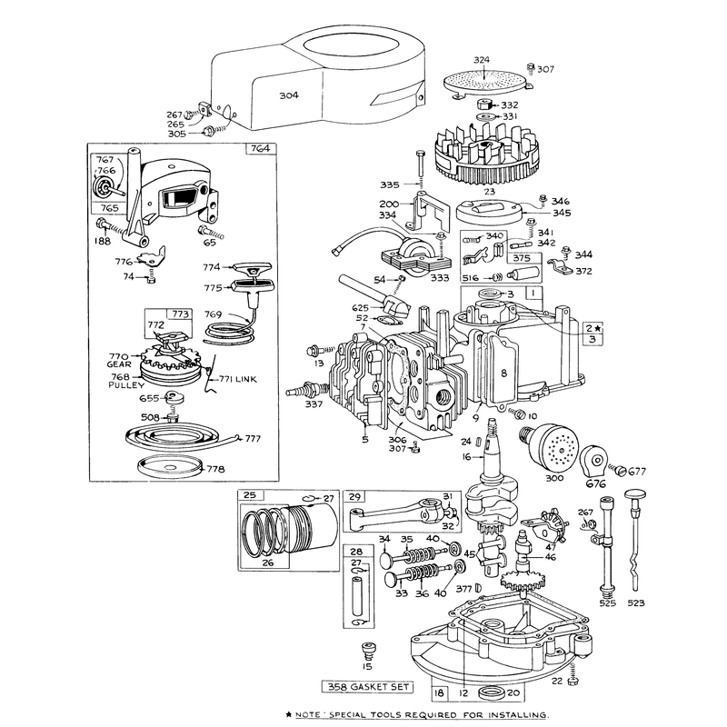 Engine Briggs and Stratton Model 92908-1457-01 for 21in Hand Propelled Model 16173