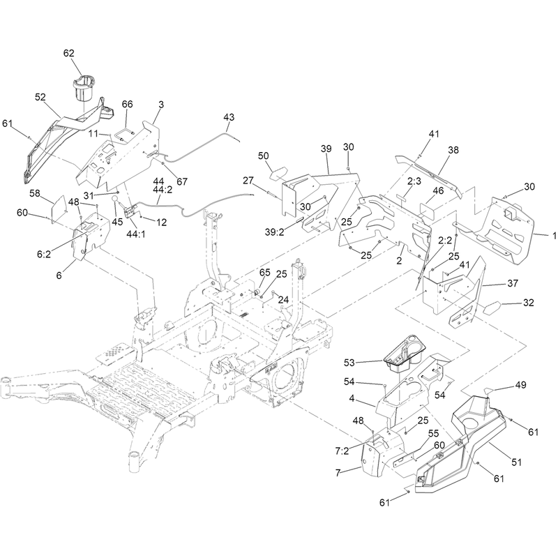 Throttle, Choke Cables and Guard Assembly