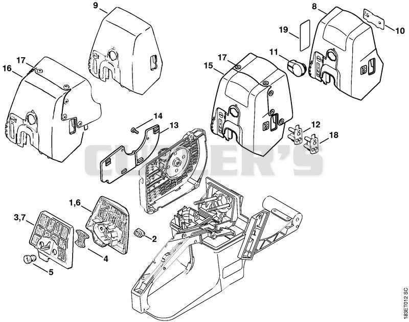 Air filter, Carburetor box cover