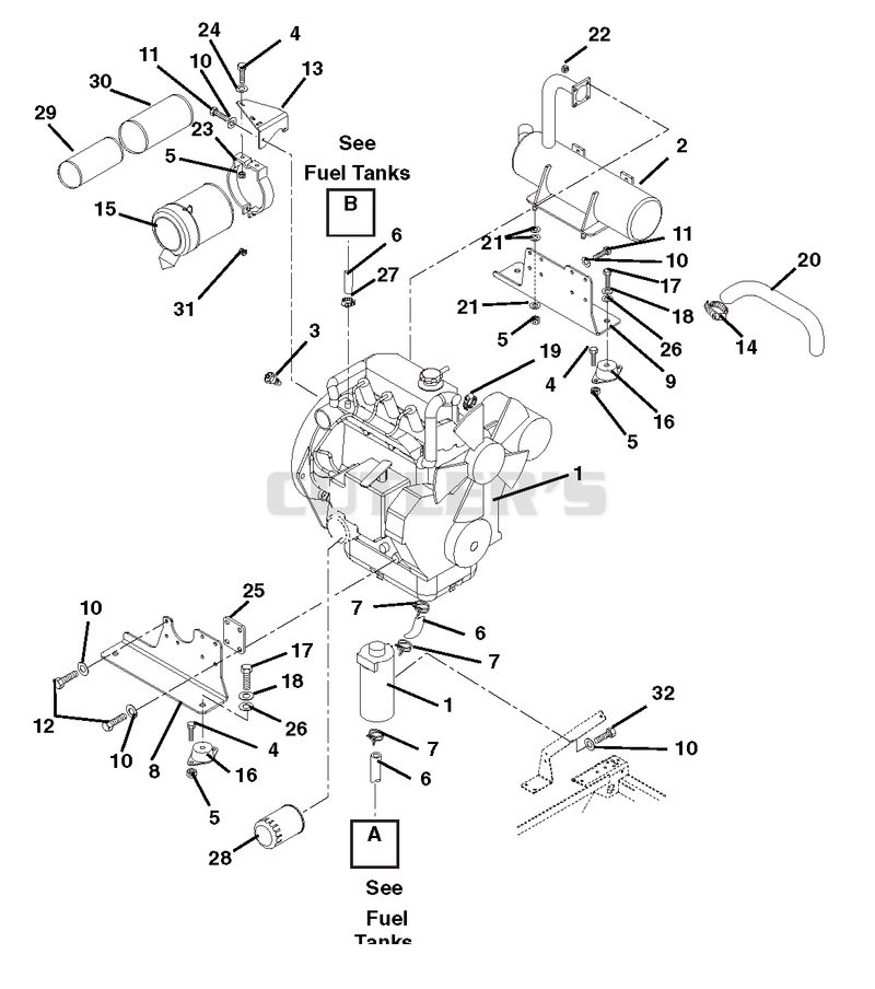Engine, Muffler And Air Filter