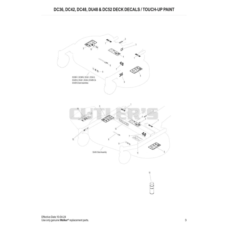 DC36-DC42-DC48-DU48-DC52 Deck Decals Touch Up Paint