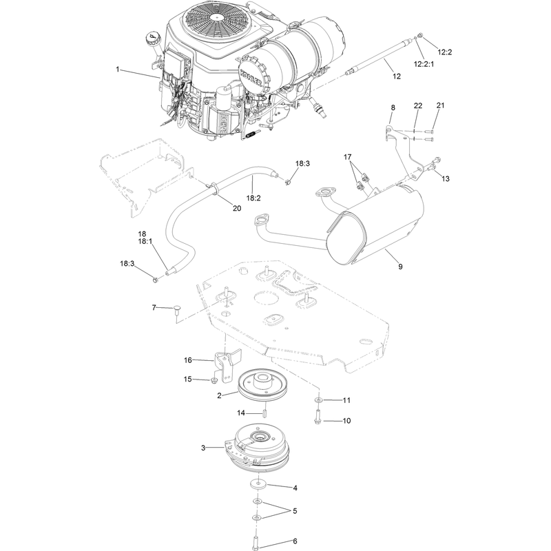 Engine, Clutch and Muffler Assembly