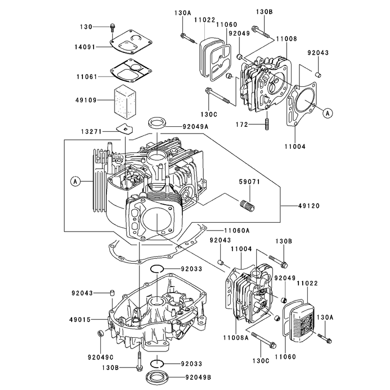 CylinderCrankcase Assembly Kawasaki FH500V-AS30