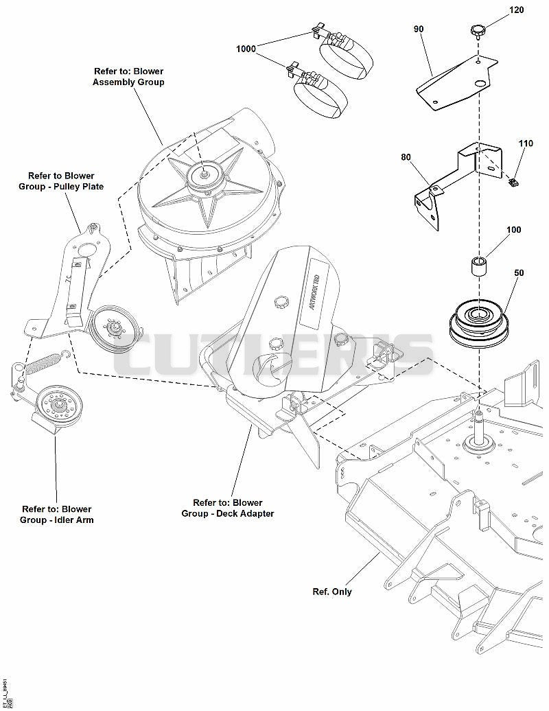 Blower Group - Guards, Pulleys, and Deck Mount