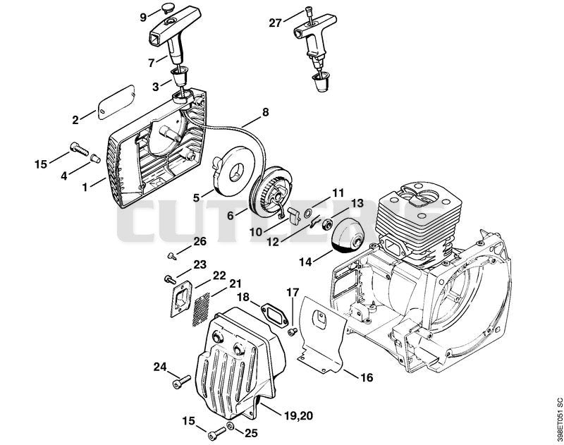 Rewind starter, Muffler