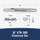Husqvarna 596687260 X-Tough 16 Inch Laminated Chainsaw Bar, 3/8" Pitch .050" Gauge, 60 Drive Links