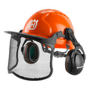 Husqvarna 592752602 592752602 Chainsaw Helmet with HDPE Shell, Face Shield, Ear Muffs and Sun Peak, Chainsaw Safety Gear