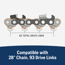 Husqvarna 596689693 X-Tough 28 Inch Laminated Chainsaw Bar, 3/8" Pitch .063" Gauge, 93 Drive Links