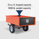 Husqvarna 588208804 DC1000S 12 Cu. Ft. Steel Swivel Dump Cart Lawn Mower Attachments with 1000-Lb. Weight Capacity
