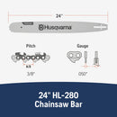 Husqvarna 599807001 Rancher 24 Inch Laminated Chainsaw Bar, 3/8" Pitch .050" Guage, 84 Drive Links