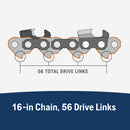 Husqvarna 597469556 X-Cut S93G 16 Inch Chainsaw Chain Replacement, 3/8" Mini Pitch, .050" Gauge, and 56 Drive Links