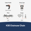 Husqvarna 531300439 H30 Narrow Kerf 18 Inch Chainsaw Chain Replacement, .325" Pitch, .050" Gauge, and 72 Drive Links