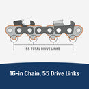 Husqvarna 585422155 X-Cut S93G 16 Inch Chainsaw Chain Replacement, 3/8" Mini Pitch, .050" Gauge, and 55 Drive Links